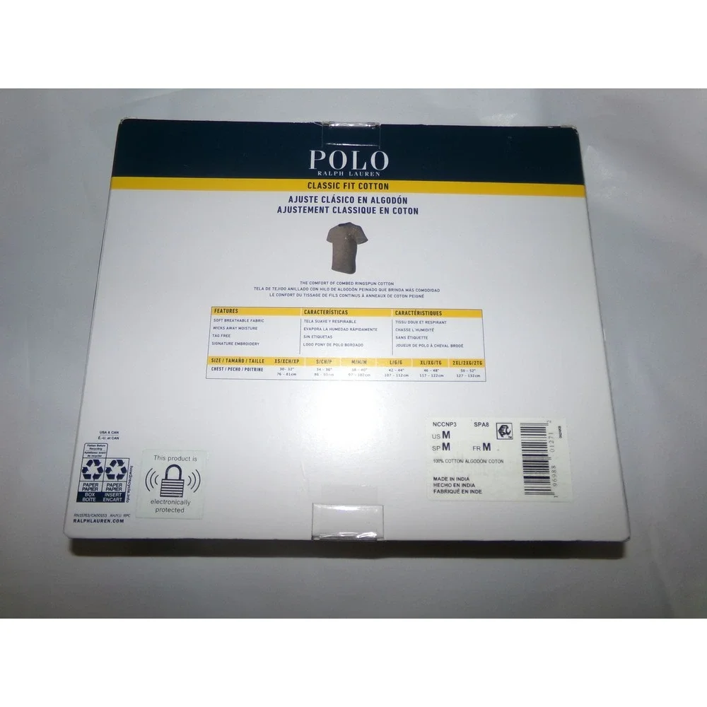 Polo Ralph Lauren 3 Pack Classic Fit Cotton Crew Undershirts MEDIUM